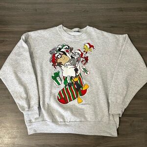 Warner Bros. Vintage Looney Tunes Christmas Graphic Crewneck Sweatshirt 1994